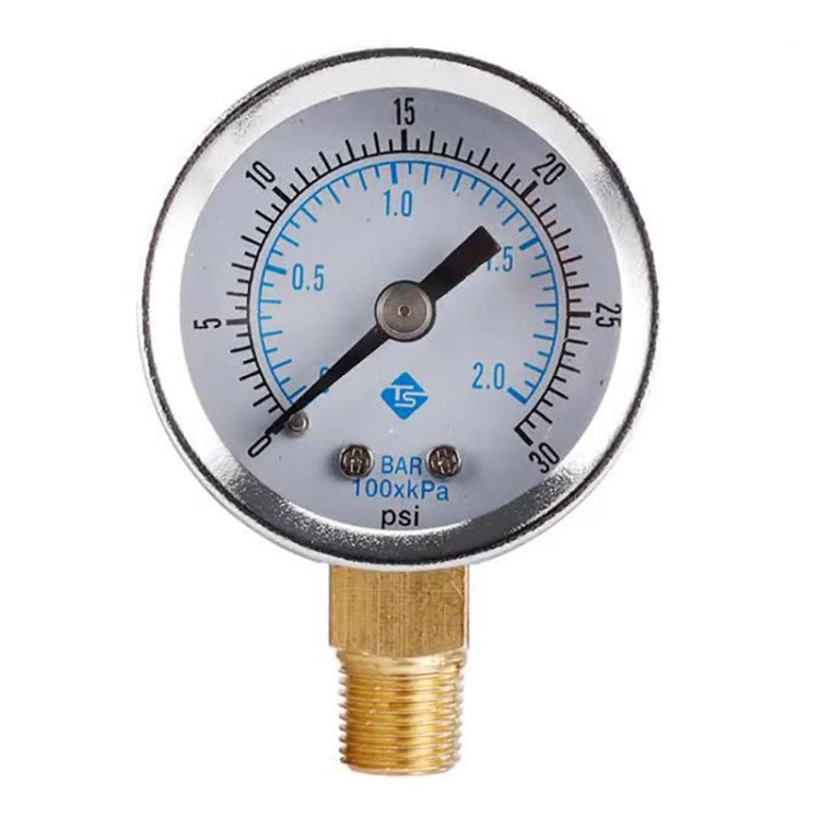 TS-Y50I Pressure Gauge Air Oil Pressure Gauge Liquid Filled Pressure Gauge with Brass Internals, 0-30 PSI/kPa TS-Y50I Pressure Gauge Air Oil Pressure Gauge Liquid Filled Pressure Gauge with Brass Internals, 0-30 PSI/kPa